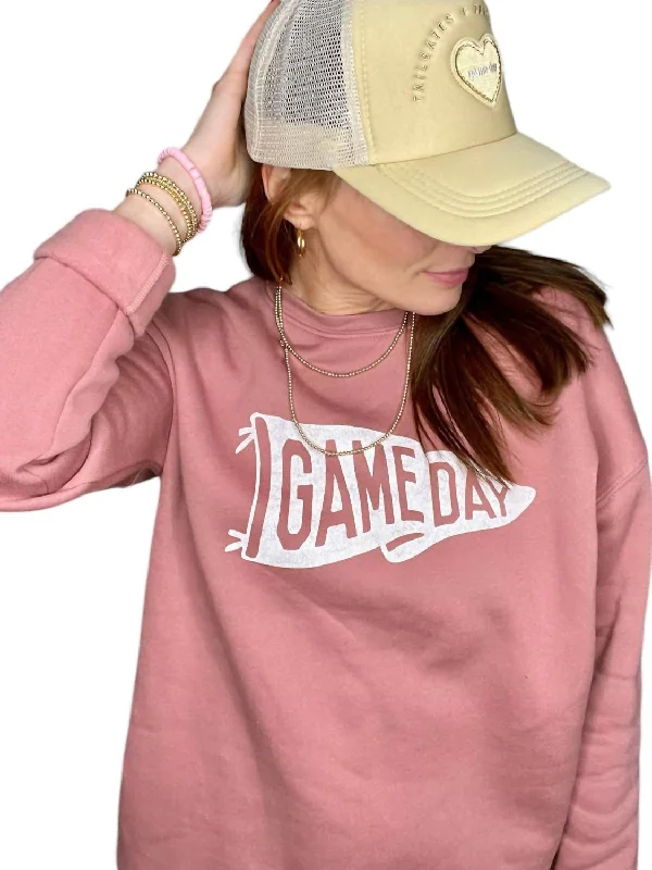 Women's Travel Attire Game Day Pennant Sweatshirt In Pink